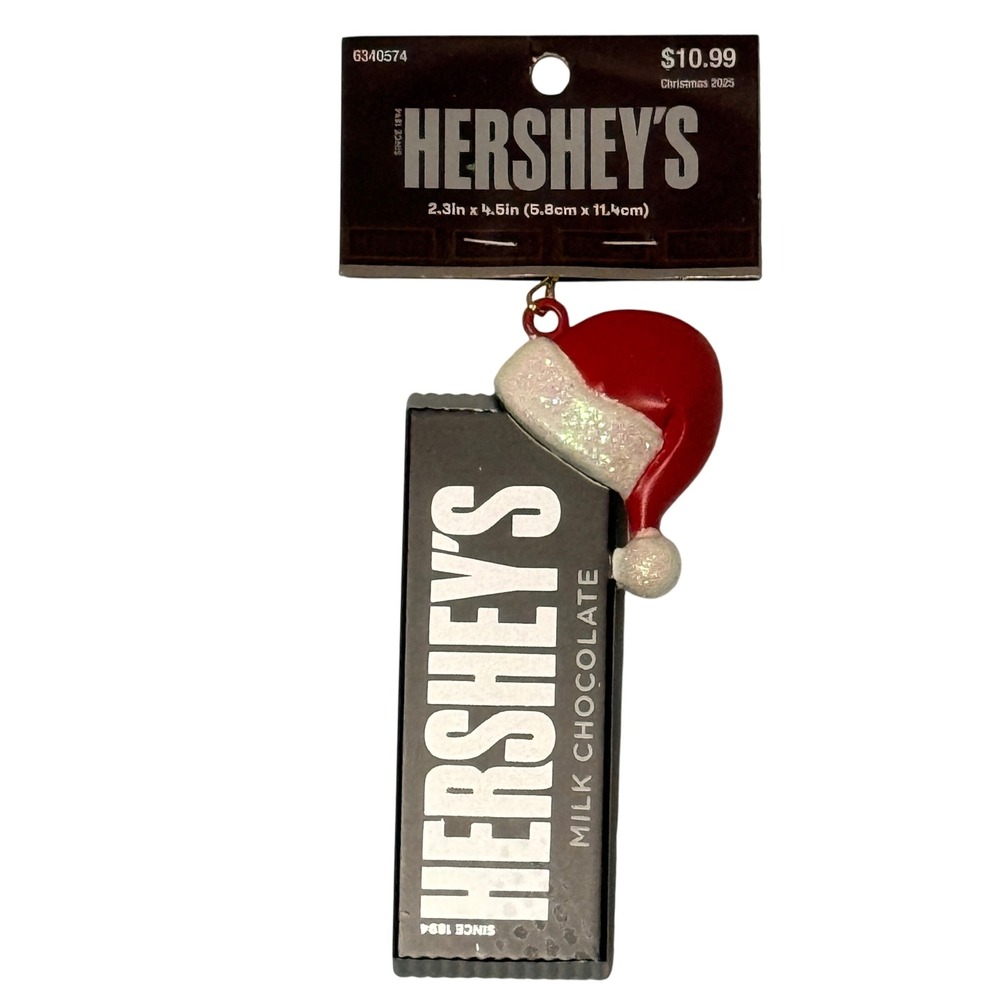 Kurt Adler Hershey's Milk Chocolate Bar Christmas Ornament Santa Hat P09204421